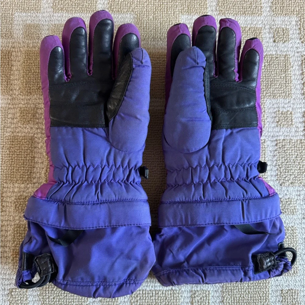 Gordini Vintage 90’s Insulated Ski Gloves Warm Winter Purple Black Leather Large